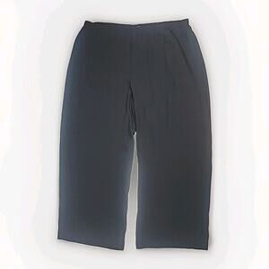 Eileen Fisher Size Plus 2X Black Silk Georgette Crepe Straight Ankle Pants
